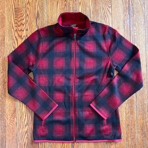 Eddie Bauer Red and Black Zip Up Fleece NWOT